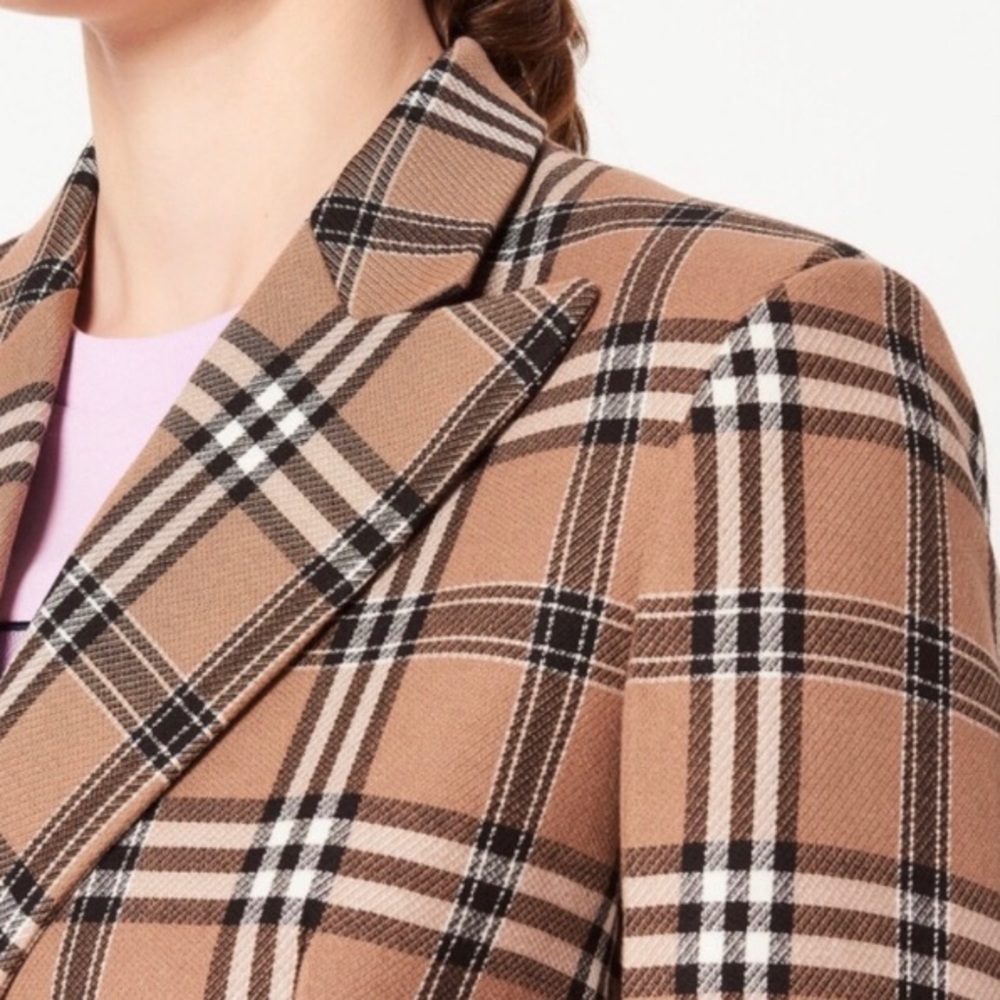 NWT HP Sandro Sirène plaid camel tan blazer US 0-2 - Picture 9 of 14